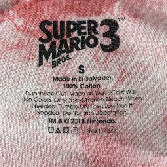 Nintendo Super Mario Brothers 3 brand Small Tie-Dyed Graphic Shirt Bowser - Picture 4 of 10